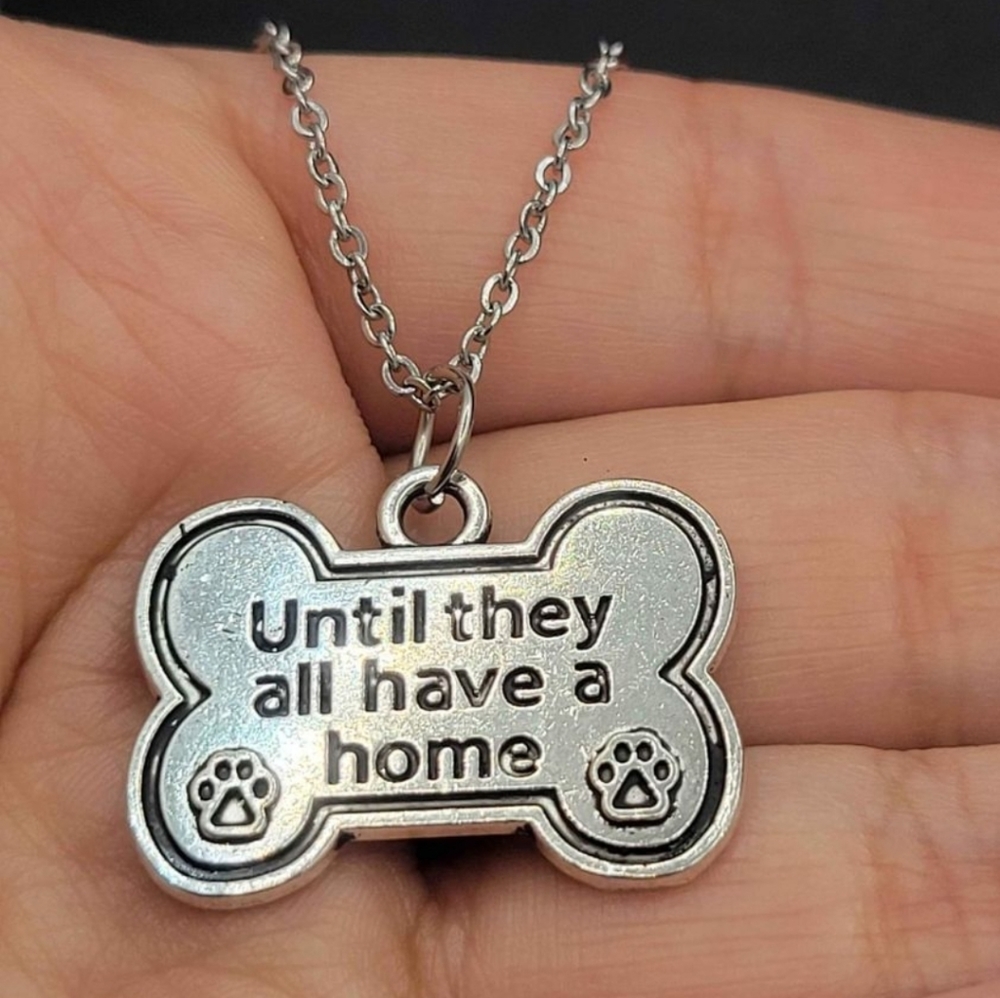 Pet Adoption necklace Cat dog lover animalist bone dog pendant